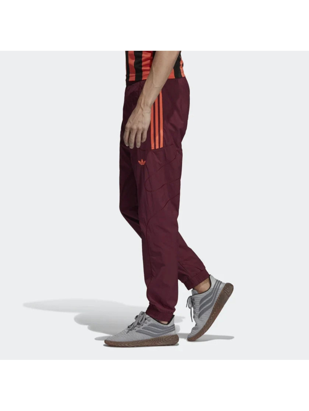 adidas Originals Womens Track Pants Small Maroon Burgundy Orange 3 Stripe DU8129